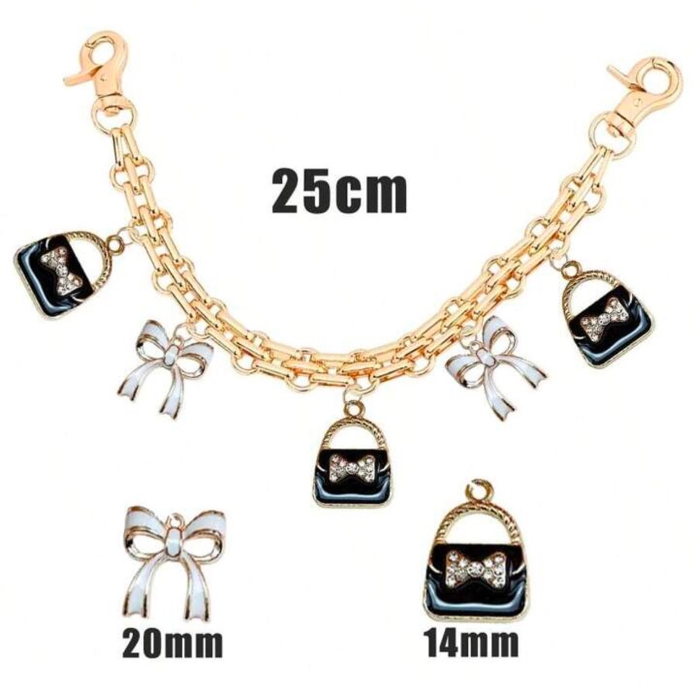 Charming Gold Bag Chain with Bow and Bag Charms NWT - Picture 3 of 3